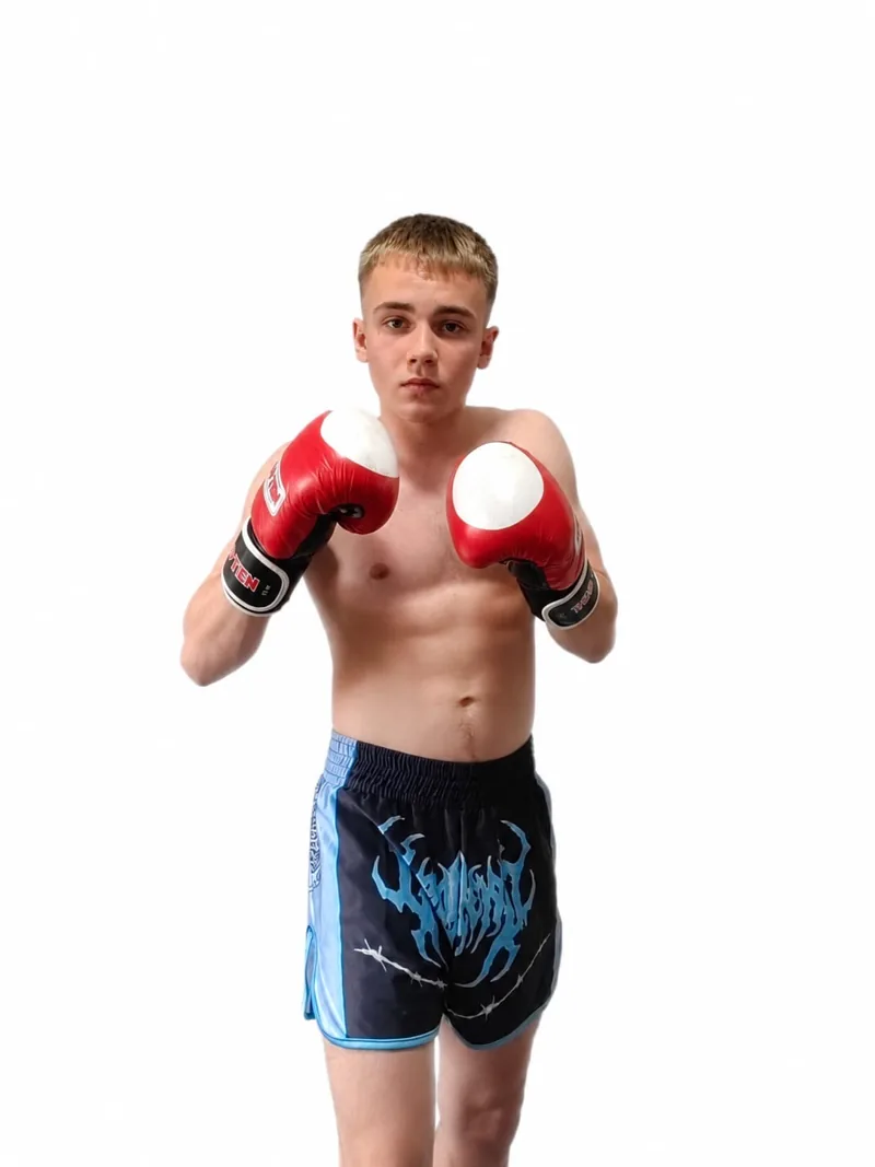 A junior kickboxer at Mighty Warriors
